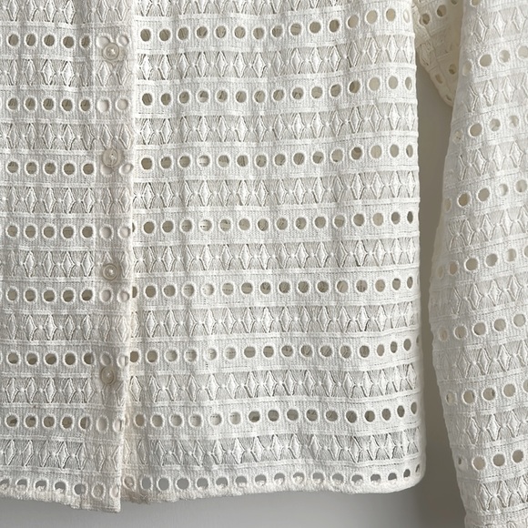 Boden White Macie Lace Eyelet Button Down Top - Picture 8 of 11